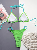 Yipinpay Bikini Push Up Women Swimsuit Color Block Swimwear Female Brazilian Bikini Set Ribbed Swimming Suits Beachwear Biquini