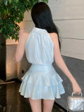 Yipinpay Woman Two Piece Set Sexy Elegant Crop Tank Tops Rhinestone Camis Slim Mini Skirts Summer Fashion Ladies Suits Chic