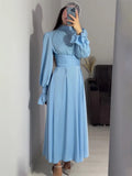 Yipinpay Ruffled Bandage Elegant Maxi Dress For Women Patchwork Slim Lace-Up Solid Vintage Evening Partywear Ladies Long Dress 2024
