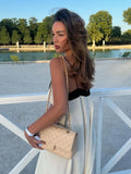 Yipinpay V-Neck Suspender Maxi Dress For Women Elegant Sexy Summer Sling Beach Dress Female Backless Contrast Color Vacation Dresses