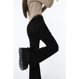 yipinpay Women Black Leisure Pants High Waist Vintage Baggy Streetwear American Style Fashion Female Loose Straight Wide Leg Trouser