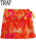Yipinpay Print Women Skirt High Waist Wrap Mini Skirt Sets Knotted Boho Short Skirts Woman Fashion 2023 Streetwear Y2K Summer Skirts