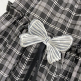 Yipinpay Kawaii Gothic Lolita Plaid Skirt Women Goth Bow Black High Waist A-line Mini Skirts Japanese Style Harajuku Soft Girl