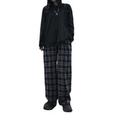 Yipinpay Men Pants Black Women Plaid Trousers Casual Oversize Loose Wide Leg Trouser Harajuku Hip-hop All-match Streetwear S-4XL
