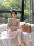 Yipinpay Vintage Dresses Women Sleeveless Bandage Floral Ruffles French Style Temperament Summer New Elegant Dress Ladies