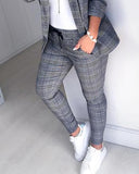 Yipinpay New Women's Pants Bottoms Casual Elegant Plaid Print Pocket Design High Waist Pants Skinny Work Clothing