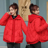 Yipinpay Version of Winter Loose Padded Jacket Women New Small Down Padded Jacket Women Fake Two-piece Hooded Cotton Coat