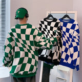 Yipinpay Plaid Hoodies Men O-neck Checkered Vintage Hoodie Preppy Stylish Women's sweatshirt Male All-match Streetwear Clothing