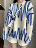 Yipinpay New Tie-Dye Knit Women's Oversize Sweater Pullovers Long Sleeve Y2k Casual 2024 Winter Streetwear Loose Pull Femme Jumper