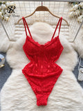 Yipinpay Strap Corset Lace Sensual Bodysuits 2024 Ladies Slim Sheer Bodycon Sexy Camisole Korean Backless Lingerie Playsuits