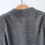 Yipinpay Spring 2024 Women French Gray Blended Knit Vest O Neck Single Breasted Ladies Casual Waistcoat Tops High Quality