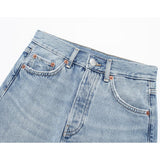 Yipinpay Blue Denim Shorts Women Mid-Rise Bermuda Shorts Woman Fashion Frayed Women's Jeans Shorts Casual Streetwear Summer Shorts