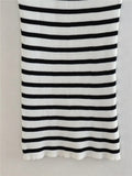 Yipinpay Off Shoulder Knitted Dresses For Women Striped Midi Bodycon Dress Women Black White Sexy Long Dress Woman Summer Dresses