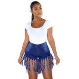 Yipinpay Summer New Women Long Tassel Denim Shorts Fashion High Stretch Skinny Jeans Shorts Street Hipster Clothing S-2XL