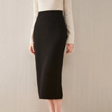Yipinpay Winter Cashmere Knitted long skirts for women y2k fashion Mid-Length High Waist A-line Skirts Female Wool Bottoms 2023