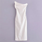 Yipinpay Asymmetric Long Dresses For Women 2023 Sleeveless White Dress Women Midi Chic And Elegant Woman Dress Summer Party Dresses