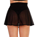 Yipinpay Womens Sheer Mesh Mini Skirts High Waist Solid Color See Through Skater Skirt Beach Cover-Ups Club Street Style Fashion S-XL