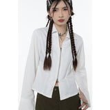 yipinpay Women Shirt Spring TOPs White French Advanced Feeling Vintage Female Long Sleeves POLO Collar Comfortable Baggy Casual Blouse