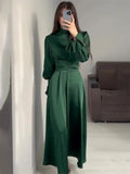Yipinpay Ruffled Bandage Elegant Maxi Dress For Women Patchwork Slim Lace-Up Solid Vintage Evening Partywear Ladies Long Dress 2024