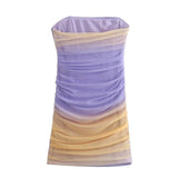 Yipinpay Tulle Corset Dress Woman Off Shoulder Sexy Short Dresses Daring Draped Mesh Mini Bodycon Dress Women Backless Party Dresses