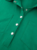 Yipinpay Polo Straight Green T-Shirt Dress Half Sleeves Split Casual Loose Dress Summer 2023 Pockets Oversized Dress Ladies