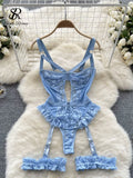 Yipinpay Women Erotic Sexy Lace Rompers Sleeveless Backless Slim Short Playsuit Transparent Underwear Hollow Out Mesh Bodysuits