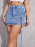 Yipinpay Summer New Women's Blue and Army Green Denim Work Skirt Fashion Sexy Jeans Mini Skirt Hot Girl Clothing S-2XL