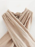 Yipinpay New Fashion Women Sexy Backless Linen Halter Top Summer Crop Top