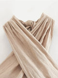 Yipinpay New Fashion Women Sexy Backless Linen Halter Top Summer Crop Top