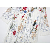 Yipinpay Off White Long Shirt Women Embroidery Blouse Female Long Sleeve Button Up Shirt Women Asymmetric Summer Blouses Woman 2023