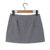 Yipinpay Sexy Women High Waist Side Zipper Gray Package Hip Mini Skirt