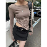 Yipinpay Y2K Low Waist Mini Skirt With Short Lining Women Gray Black Summer A Line Skirts Party