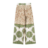 Yipinpay Patchwork Print Pants For Women Mid-Waist Baggy Pants Woman Vintage Casual Summer Pants Sets Streetwear Women's Trousers