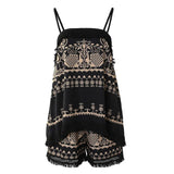 Yipinpay Women Vintage Printing Pants Suit Spaghetti Strap Fringed Camisole And Loose Fit Shorts Casual Everyday Wear Hot S-XL