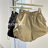 Yipinpay Shorts Women Summer Spicy Girl High Waist Loose A-line Versatile Wide Leg Drawstring Quick Dried Casual Short Pants