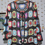 Yipinpay crochet sweater jacket 2024 spring and autumn fashion women's loose ethnic style cardigan jacket casual sweater