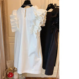 Yipinpay Femme 2023 Summer New Temperament Loose Sleeveless White Ruffled Dress Women Short Wild Pleated Tank Casual Vestido