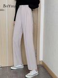 yipinpay Suit Pants for Women Elegant Slim Casual Loose Back Elastic Band Ladies Pants Korean Fashion Luxury Black Trousers