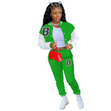 Yipinpay Letter Printing Joggers Leisure Two-Piece Set Women's Sports Training Jogging Uniform Baseball Uniform Suit