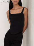 Yipinpay Casual White Tank Corset Tops Women Square Collar Sexy Triangle Sleeveless Camis Office Lady Black Summer Tops 2023