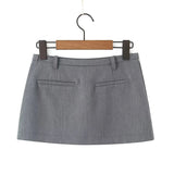 Yipinpay Y2K Low Waist Mini Skirt With Short Lining Women Gray Black Summer A Line Skirts Party