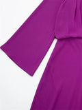 Yipinpay Purple Long Dress Women Wrap Satin Midi Dress Woman Long Sleeve Elegant Party Dresses For Women 2023 Evening Dresses
