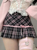 Yipinpay Sweet Cute Plaid Skirt Women Fairycore Grunge Pastel Goth High Waist Mini Skirt Harajuku Y2k E-girl Clubwear Skirt Femme