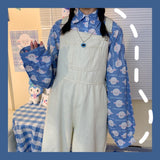 Yipinpay Spring Women Bodysuit Jumpsuit Sweet Loose Oversize Overalls Japan Style Casual Embroidery Female Cute Playsuits Plus Size