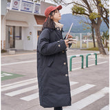 yipinpay Womens White Fashion Warm Down Clothes Korean Simplicity Baggy Coat Casual Medium And Long Ladies Puffer Padded Outwear Winter