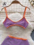 Yipinpay Fashion Vacation Shiny Swimsuits Women Strap Backless Camisole+Elastic Waist Shorts Sexy Bikini Beach Two Pieces Suits