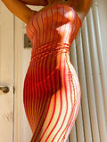 Yipinpay See-Through Striped Spaghetti Strap Bodycon Long Dress 2023 Summer Sexy Sleeveless O Neck Wrapped Sling Party Dresses