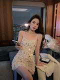 Yipinpay Strap Y2k Mini Dress Party Casual 2023 Spring Long Sleeve Vintage Fashion Dress Woman One Piece Dress Korean Slim Design