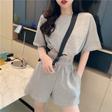 Yipinpay Summer Casual Tracksuit Women's Shorts Sets Fashion Short-sleeved Hooded Shirts Vest Wide-leg Shorts 2-piece Set Outfits