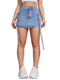 Yipinpay Summer New Women's Blue and Army Green Denim Work Skirt Fashion Sexy Jeans Mini Skirt Hot Girl Clothing S-2XL